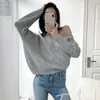 Dames Sweaters Neploe Fall 2021 Dameskleding Fashin Mohair Gebreide Tops Sexy Slash Hals Off Shoulder Oversized Pullovers Pull Femme