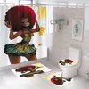 Rideau de douche impression numérique créative Afro fille africaine rideau de douche imperméable Polyester tissu salle de bain rideau de douche Set252T