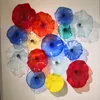 Bathroom Lamps Mirror Wall Decor Mounted Plate Lights Home Decorative Hand Blown Murano Flower Glass Plates Wall Arts Styles