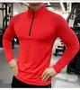 Koşu Formaları Gömlek Erkekler T-shirt Uzun Kollu Sıkıştırma Gömlek Spor Salonu Fitness Spor Bisiklet Fermuar Rashgard