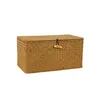 Seaweed With Button Straw Woven Basket Lid Debris Desktop Storage Box Hand-Woven Clothes Household Tools 210609