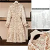 Kobiety Vintage Szyfonowa Sukienka Jesień Wiosna Kobiet Vestido Długie Rękaw Drukowane Kwiatowy Elastyczna Talia Dorywczo Dresses 210514