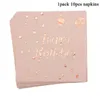 50pcs / 세트 로즈 골드 파티 생일 일회용 식기 세트 종이 밀짚 플레이트 컵 냅킨 성인 생일 파티 장식 키즈 Y1104