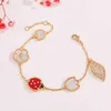 2021 Romatic Women Fashion Shell Lucky Spring Flower Ladybug Fauna Design Luxury Smart Armband Bröllop Smycken