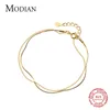 Modian 925 Sterling Silver Gold Color Double Layer Naked Bracelet for Women Fashion Link Chain Original Fine Jewelry