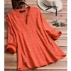 女性のブラウスシャツ2021春長袖チェック柄のシャツの女性のボタンデザインv襟のプラスサイズの女性のトップスとヴィンテージ