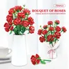 Romântico Rosa Rosa Buquê Buquet de Edifício Dia dos Namorados Girl Presente Home Flor Planta Bonsai Decoração DIY Brinquedo Bloco de Construção Sem Caixa Q0823