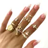 MIXMAX 60PCS Kvinnors Bohemian Ringar Guld Silver Plated Fashion Rhinestone Finger Joint Smycken Bands Hela olika stilar