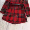 GRATUITA GRATUITAMENTE RED PLAID BLAZER Dress OL Style Fashion Bavero Doppio Bresed Cintura cintura in vita 210524