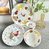 Ceramic Table Suit Suit Cartoon Animals Style Plate Cups and Saucers Rice Bowl for Children använder matställen Circus Tableware316e