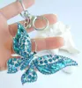 Beautiful Butterfly Keychain Pendant Blue Green Rhinestone Crystal K04538C6