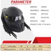 Soman Black Predator Full Face Retro Hjälm Ironman Motorcykel Street Gear Dot ECE Godkänd Cool Casco Moto