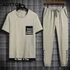 Mäns uppsättningar hip hop kläder streetwear vår sommar outfit manlig t-shirt + byxor två bitar mode set casual pullover plus storlek 210722