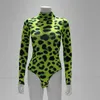 BKLD 2020 Outono Turtleneck Mulheres Manga Longa Leopardo Bodysuit One Piece Workout Jumpsuit Bodycon Party Clubwear Outfits Y0927