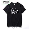 Męskie koszulki Moda Krótki Rękaw Korn Rock Band List T Shirt Bawełniane Koszulki High Street Tee Plus Size 210706