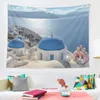 TABESTRYER Santorini Island Tapestry Vägghängande inredning Bäddsugn