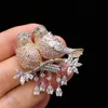 Cubic Zirconia 24 K Gold Plated Pin - Love Bird CZ Brooch