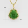 Green Buddhas Pendant Neklace For Women Inlaid Zircon Rhinestones Maitreya Buddha Nekclaces Hip Hop Men Charm Jewelry2724406