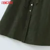 Tangada Femmes Élégantes Amy Vert Corduroy Robe À Manches Longues Mode Bureau Dame Robes Midi Robe SL138 210609