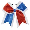 2021 7 polegadas Pony Tails Hoder Glitter Vermelho Azul Branco Branco Bow Bow Cabelo Jóias Para Escola Menina Glitter Grosgrain Ribbon Kids Cheerleader Bows