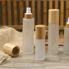 100 ml 120 ml 10 stks / partij Superior Grade Spray Fles met Bamboe Cap, Cosmetische Glas Vloeibare Hervulbare Fles, Containershigh Qty