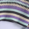 Estate Donna Colore Hollow Crochet Maglia Maglione corto Donna Scollo a V Manica lanterna Pullover Casual Lady Slim Top SW1210 210430