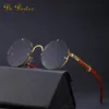 Vintage Round Punk Sunglasses Men Fashion Steampunk Sun Glasses For Women With A Box Rimless Sunglass Zonnebril UV400