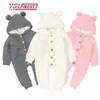 Baby knit rompers tecknad björn stickade höst födda pojkar jumpsuits kläder vinter långärmad toddler tröja barn totalt 211011