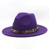 Chapeau Fedora en feutre léopard à large bord pour hommes et femmes, casquettes Jazz Panama, chapeaux formels pour dames, femmes et filles, Chapeau Trilby, accessoires de mode d'hiver, 22 couleurs