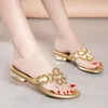 Slippers Maat 33-41 Zomer Grote Dames Mode Diamant Platte Sandalen Open Teen Flip Flop Strandschoenen