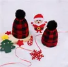 Kerstmutsen rode zwarte plaid xmas cap warm breien tuque met grote bont pom bal baby vrouwen mannen schedel caps hoofddeksels BT6722