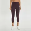 NWT Kvinnor Sport Capris Yoga Hög elastisk midja Solid Skinny Stretch Capris Leggings Storlek XXS-XL 210929