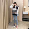 Women's Vests Sweater Vest Women Sleeveless Knitted Red Sweet Korean Style Jumpers Female Jacquard Loose Winter Tops Chic Harajuku X45 Stra2