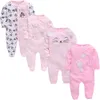 Kavkas 3 4 pcs/lot Baby Girl Rompers roupa de bebes Long Sleeve Summer Soft Cotton Boys Clothes Born Body Bebes Clothing 211011