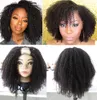 Short Style Afro Kinky Curly Mongolian Human Hair U Part Wigs 200 Density Machine Made 826inch For Black Women1384473