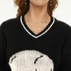 Women's V-neck Vest Skull Printed Sweater Loose Casual Knitted Comfortable Tops Street Retro Autumn Winter Jackets 210917