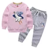 ZWF1340 Vårbarn Sportkläder Baby Boys Girls Patchwork Good Quality Bomull T-shirt Byxor 2PCS / Sats Kids Tracksuit 211224