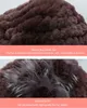 Russian Women Winter Real Rex Rabbit Fur Hats Floral Warm Natural Caps Knitted Lady Top With Hat 211119