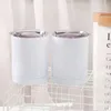 10 أوقية التسامي مستقيم lowball tumblers الفولاذ المقاوم للصدأ كوب فارغة مع غطاء واضح أبيض مزدوجة الجدران فراغ المعزول زجاجات المياه القهوة أكواب السفر المحمولة