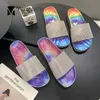 Impressão de personalidade Flor multicolor Sandals transparentes Mulheres abertas do pé de cristal transparente Sandalias sobre o tamanho 35-44