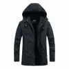 Vinter Parkas män Hooded Tjock Fleece Jackor Hatt Avtagbar Coat Men Casual Loose Parka Jacket Militär Utomhusrockar 211204