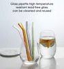 20 cmReusable Eco Borosilicato Glass Bere cannucce trasparente Colorato Colorato Bent Straight Milk Cocktail Page Alta resistenza alla temperatura