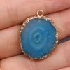 Natural Stone Irregular Round Agate Slice Charms Pendant Healing Reiki Crystal Finding for DIY Necklaces Women Fashion Jewelry 20x25-23x28mm