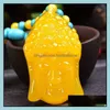 Colares Pingentes de jóias Manteiga de frango Amarelo Beeswax Pingente Buda Camisola Cadeia Homens e Mulheres Colar Encantos Gota entrega 2021 QDS