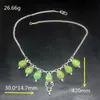 Pendant Necklaces Hermosa Jewelry Gorgeous Green Dichroic Glass Silver Color Women Ladies Gifts Necklace Chain 42cm 20223485