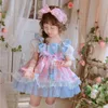 Espagnol Bébé Robes Toddler Girls Bouqitue Vêtements Cartoon Prints Infant Espagne Lolita Dress Enfants Anniversaire Baptême Robe De Bal 210615