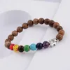 Beaded Strands Amader 7 Chakra Prayer Natural Wood Bracelet Men Ethinc Meditation Silver Buddha&Elephant Yoga For Women WABJ002 Trum22