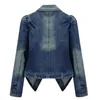 Mulheres buraco botão bolso jaqueta jaqueta retalhos colarinho colarinho tamanho grande dignificado casaco de inverno de outono moda 211014