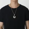 Hip hop iced out moon hänge halsband guld silver pläterad mikro asfalterad kubik zircon man bling smycken