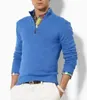 High-end casual half zipper mens polo sweater horse embroidery cotton pullover sweaters size M-2XL